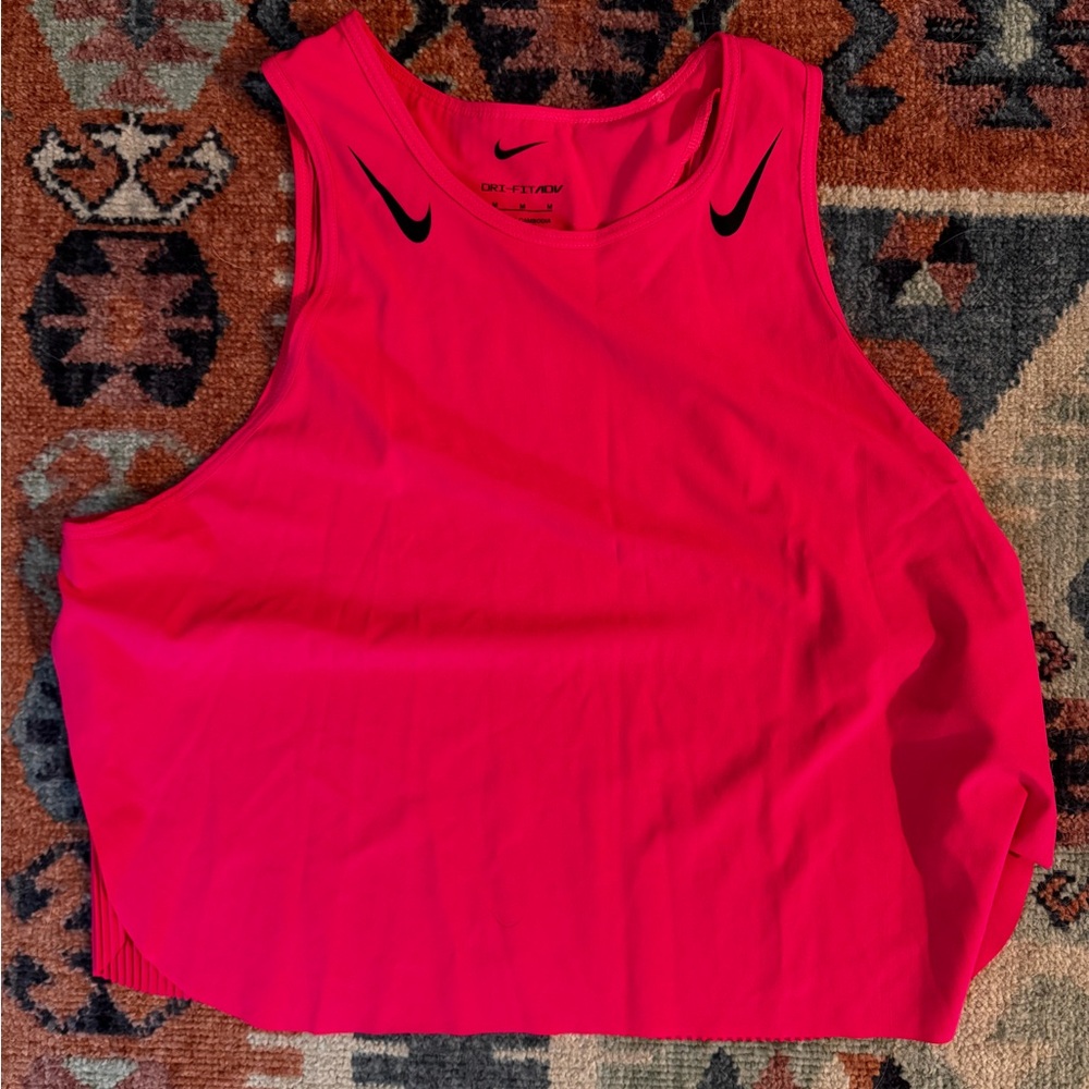 Nike Women's Pink AeroSwift Cropped Tank Top